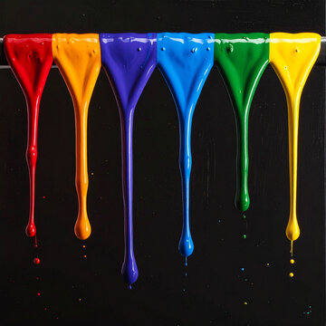 Dripping paint in rainbow colors against black