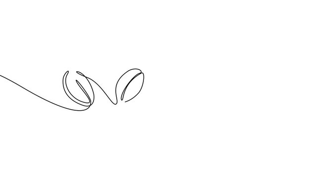 Coffee bean line art animation in progressive continuous line drawing style