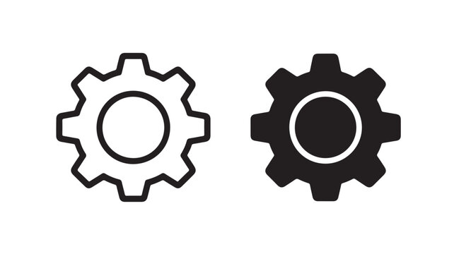 Gear icons in black and white minimalist style on plain background for business settings