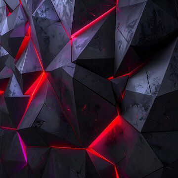 Dark abstract geometric background with glowing red lines
