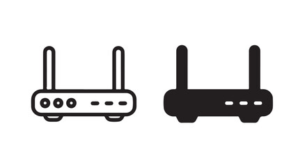 Obraz premium Router wireless network icon set isolated on a white background.
