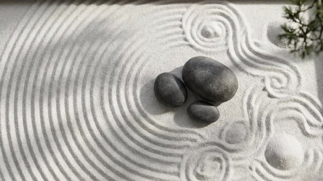 Zen Garden Rocks Raked Sand Motion