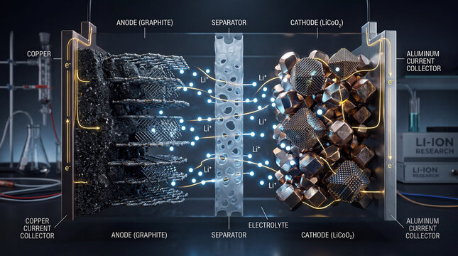 Journey of ions and electrons revealing the vibrant core of a lithium ion battery cell
