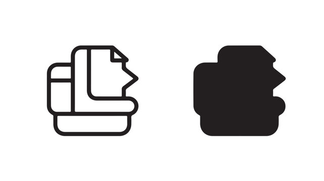 Fax Machine Icon: A minimalist representation of a fax machine in both outline and solid fill, symbolizing communication and document transmission.