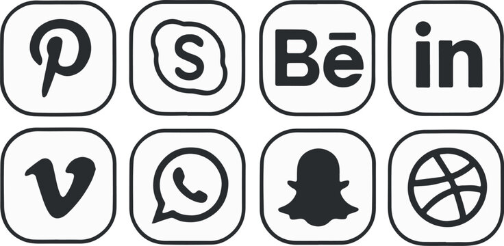 icons pinterest skype behance linkedin snapchat vimeo dribbble