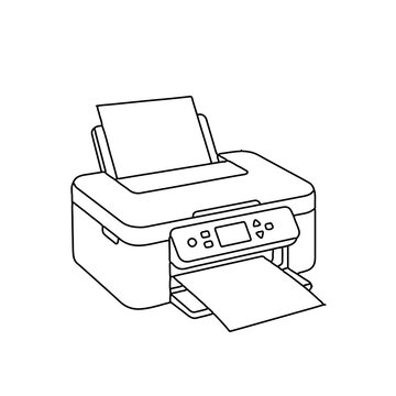 Simple Line Art Printer Illustration
