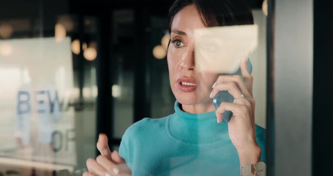 Business, woman or serious discussion with phone call for campaign delay, resource shortage or stress. Account manager, mature person or mobile chat in office for client cancellation, crisis or glass