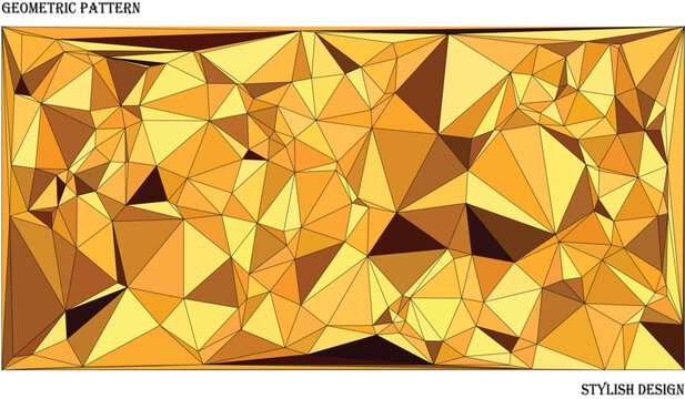 Abstract geometric background with triangular polygons in shades of yellow, orange and brown