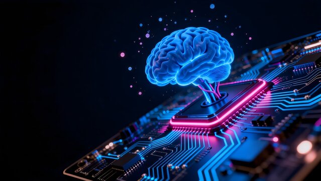 Brain connected to circuit board
