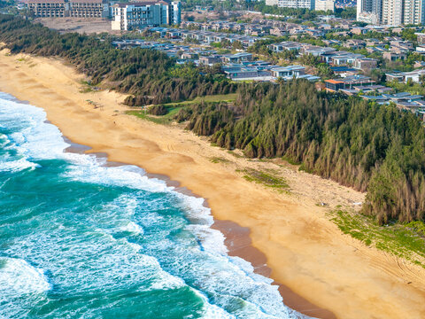 aerial view of waves on the beach