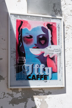 This poster depicts a historic illy coffee advertisement, designed in 1934. Udine, Italy, May 21, 2026