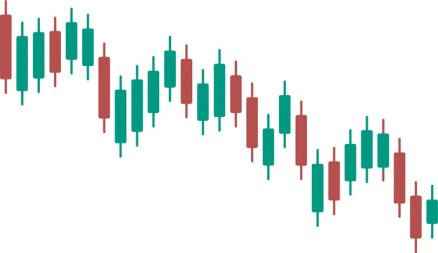 green and red candle. trade. japanese candlestick chart in white background, cryptocurrency trading and investment graphics, technical analysis symbols, financial market trend indicators,