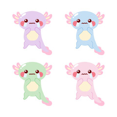 Obraz premium Cute crying axolotl exotic pet cartoon character