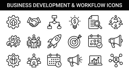 Fototapeta premium Business Development and Workflow Icons Collection.
