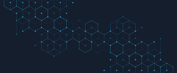 Vector digital science network geometric hexagonal dots and lines elements medical technology abstract © AJ Unick Creator
