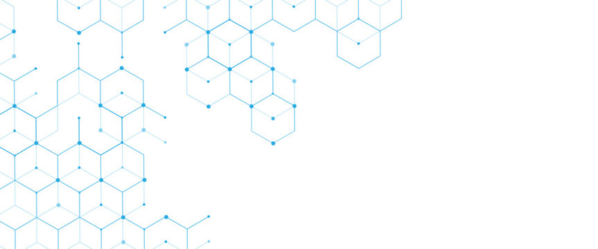 Vector digital science network geometric hexagonal dots and lines elements medical technology abstract
