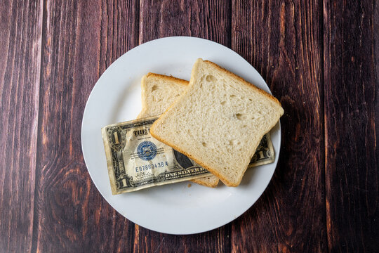 Dollar Bill Inside Bread Sandwich