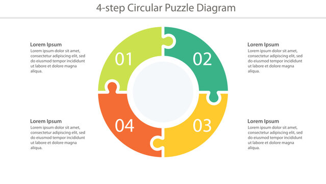 Four Step Circular Puzzle Infographic Template