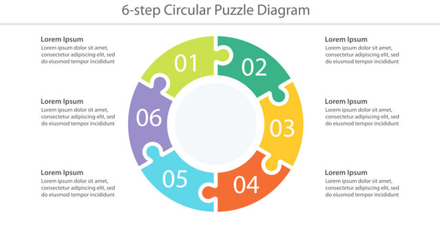 Six Step Circular Puzzle Infographic Template