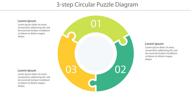 Three Step Circular Puzzle Infographic Template