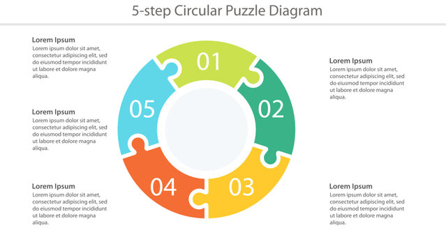 Five Step Circular Puzzle Infographic Template