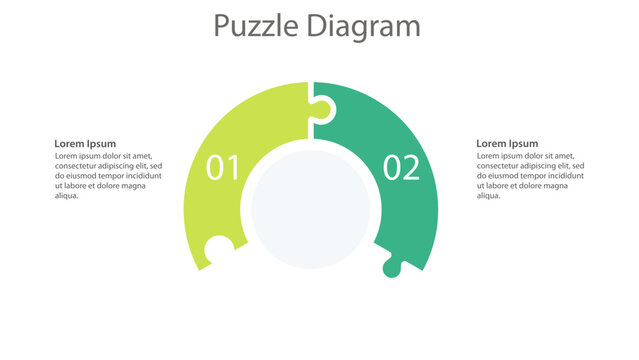 Two Step Puzzle Diagram Infographic Template