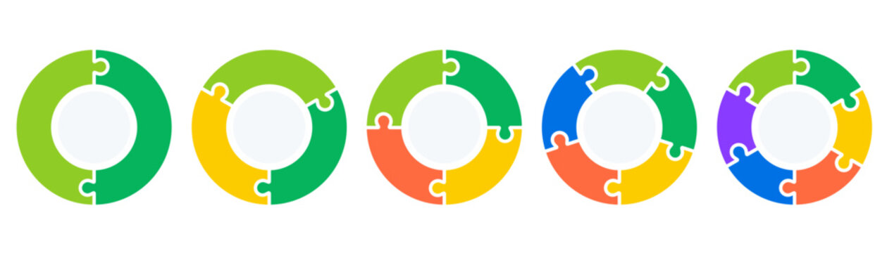 Circular Puzzle Infographic Step Diagram Set
