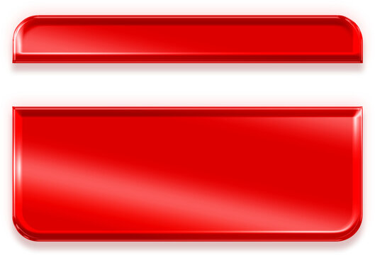 Shiny red credit card button in 3D chrome style