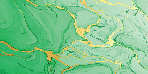 A grunge art painting of the world map with green paint texture on a blue ocean background, creating a colorful earth and geography design illustration ©  EYASH