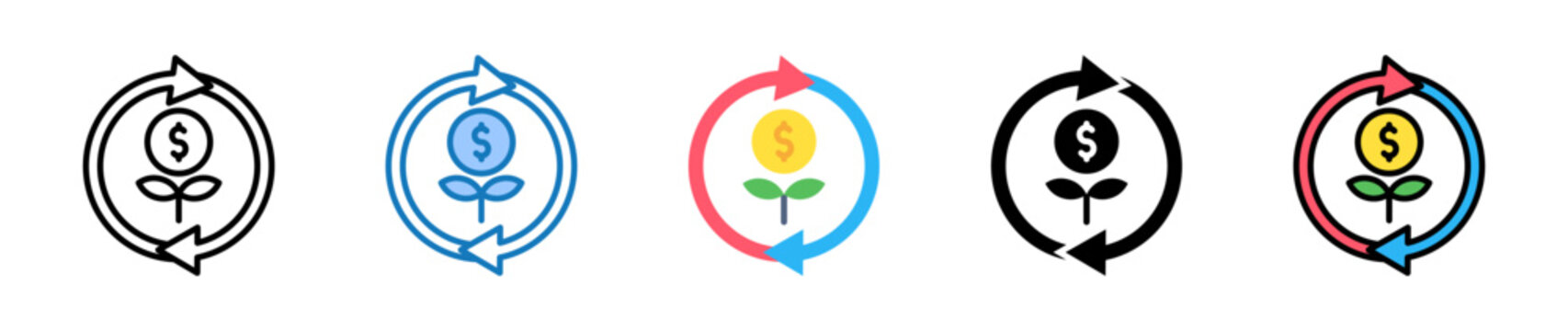 Return On Investment multiple style icons set design vector illustration. 