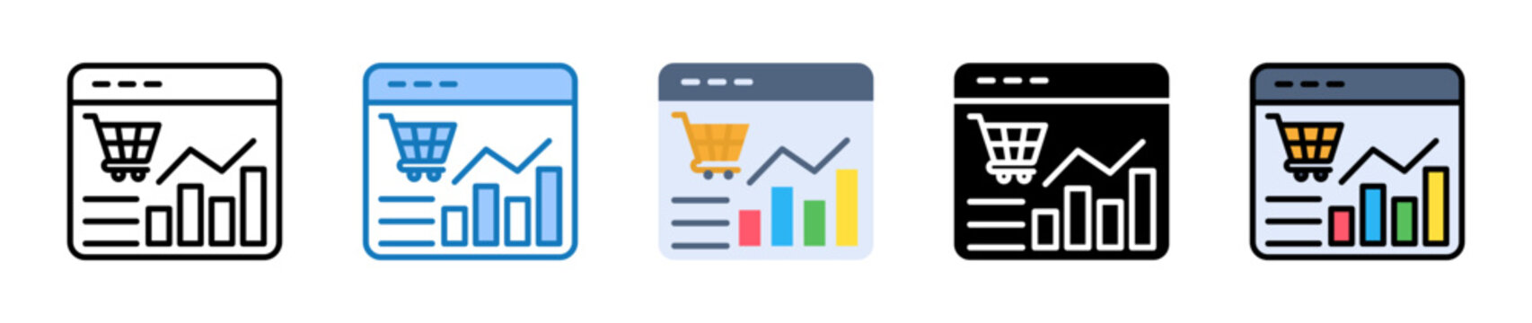 Market Trend multiple style icons set design vector illustration. 