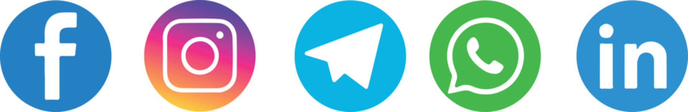 facebook social icons instagram telegram whatsapp linkedin logo pack