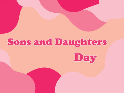 Vibrant pink and magenta abstract background with sons and daughters day text