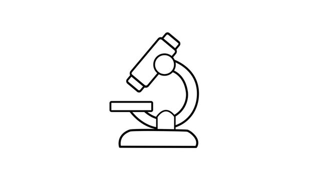 Animated black outline microscope science icon isolated on white background 