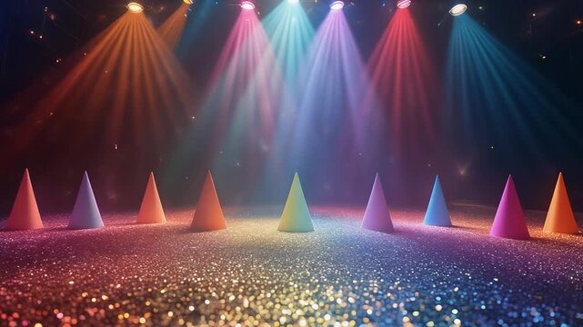 虹色グラデーションのステージライトループ（レインボー）