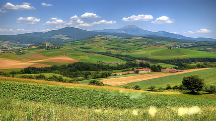Obraz premium Panoramic View of Lush Rolling Hills