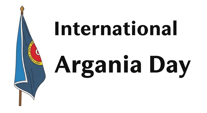 International argania day celebration banner with flag and text elements