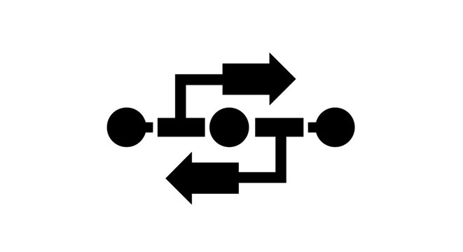 Black arrows and dots diagram symbol.