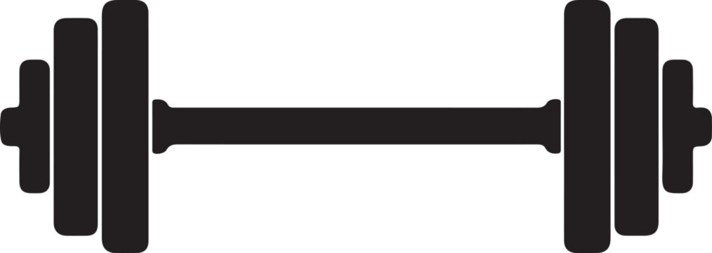 Barbell silhouette on a white background fitness equipment outline
