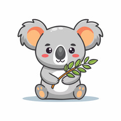 Fototapeta premium Niedlicher Koala mit Eukalyptusblatt