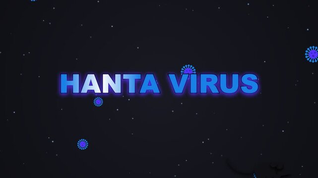 Hantavirus pulmonary syndrome medical illustration of viral cells on dark background