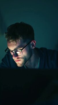 &ldquo;Working in Silence &mdash; Laptop Glow at Midnight&rdquo;