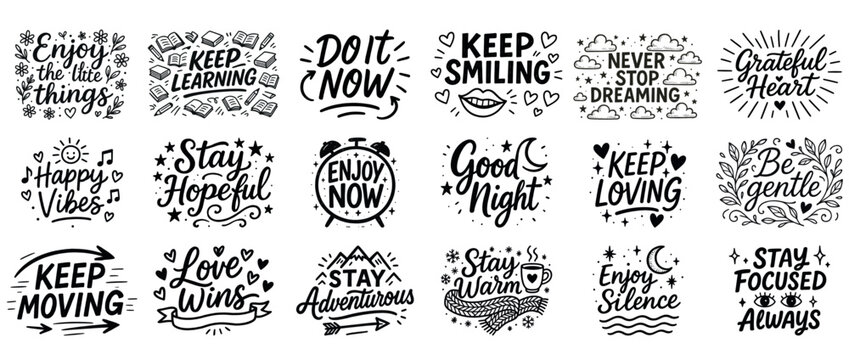 Inspirational hand-lettered quotes collection for positive thinking