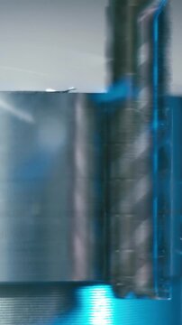 Industrial process milling product macro shot slow motion