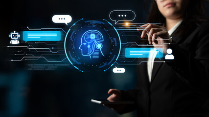 Futuristic AI assistant with autonomous agent capabilities, AI natural language understanding, and seamless business workflow AI integration. AI for modern productivity and tech solutions. Corpus © InfiniteFlow