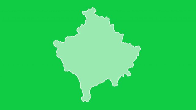 Kosovo map glow trace outline animation green background