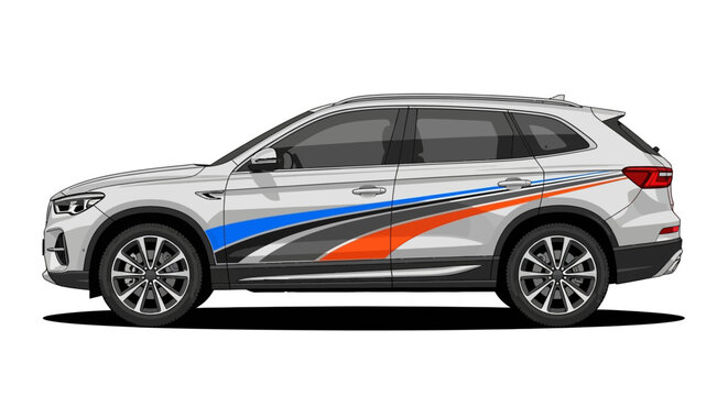 SUV Side View Vehicle Decal Graphic Design Template
