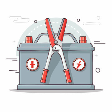 Car Battery with Jumper Cables