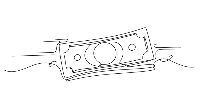 Minimalist line art of currency note with flowing lines. None editable stroke