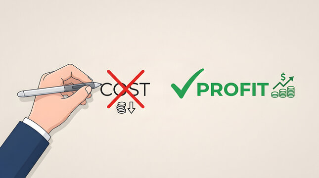 Businessman Hand Rejecting Cost and Choosing Profit Concept